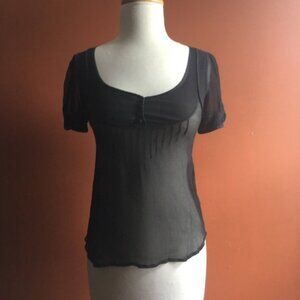 LUX Black Sheer Blouse XS